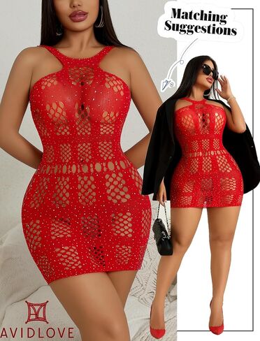 Avidlove Sexy Lingeries Fishnet Lingerie for Women Mesh Fishnets Bodycon Dresses Hollow Out Stripper Outfit in Saudi Arabia