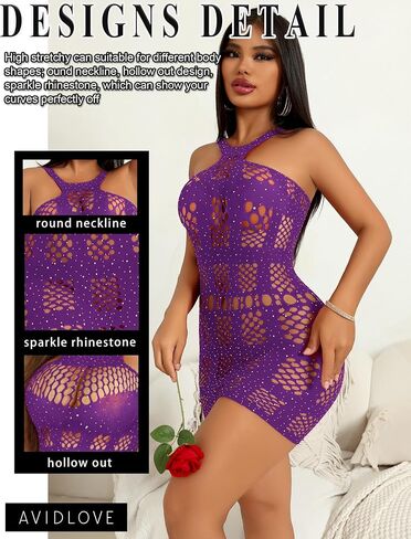 Avidlove Sexy Lingeries Fishnet Lingerie for Women Mesh Fishnets Bodycon Dresses Hollow Out Stripper Outfit in Saudi Arabia