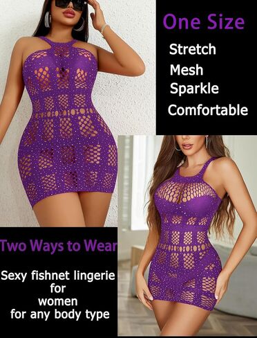 Avidlove Sexy Lingeries Fishnet Lingerie for Women Mesh Fishnets Bodycon Dresses Hollow Out Stripper Outfit in Saudi Arabia