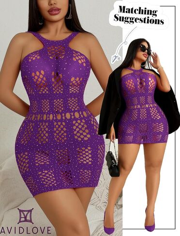 Avidlove Sexy Lingeries Fishnet Lingerie for Women Mesh Fishnets Bodycon Dresses Hollow Out Stripper Outfit in Saudi Arabia