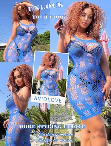 Avidlove Sexy Lingeries Fishnet Lingerie for Women Mesh Fishnets Bodycon Dresses Hollow Out Stripper Outfit in Saudi Arabia