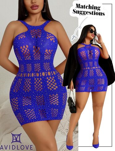 Avidlove Sexy Lingeries Fishnet Lingerie for Women Mesh Fishnets Bodycon Dresses Hollow Out Stripper Outfit in Saudi Arabia