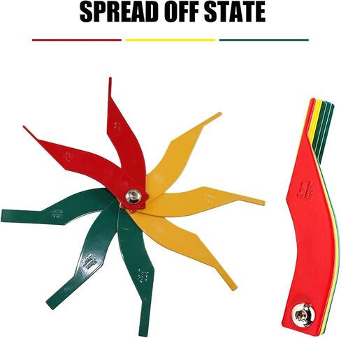 قطعة واحدة من مقياس وسادة فرامل السيارة، أداة قياس سماكة وسادة الفرامل الحديدية، مع رمز اللون، SAE والبناء المتري، أداة قياس الفرامل العالمية للسيارة (الأحمر والأصفر والأخضر) in Kuwait