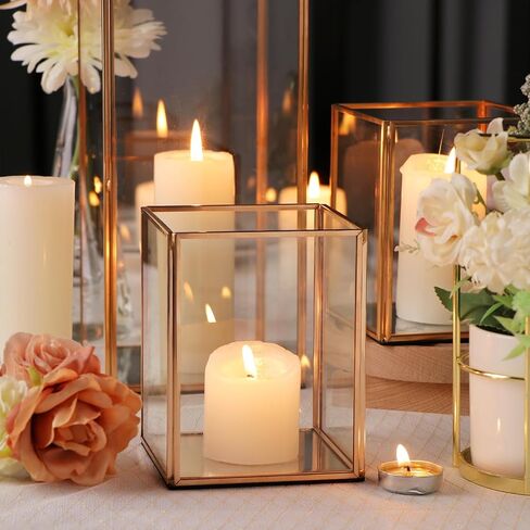 LAMORGIFT 3 Pcs Black Hurricane Candle Holder- Black Lanterns Decorative, Hurricane Candleholders for Pillar Candles, Lantern Candle Holders for Wedding Centerpieces/Kitchen/Dining Room Decor(L) in Saudi Arabia