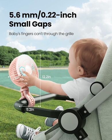 Gaiatop Baby Stroller Fan, 4000mAh Oscillating Mini Portable Fan with Light, 4 Speeds Battery Operated Small Handheld Desk Fan, 360° Rotate Flexible Tripod Clip On Fan for Car Seat Crib Travel Black in Kuwait