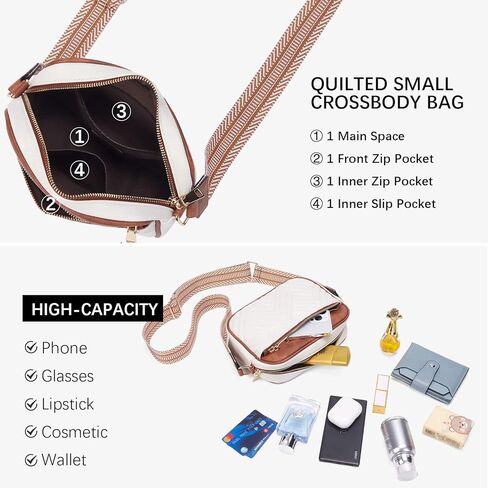 BOSTANTEN Quilted Crossbody Bags for Women ＆ Small Wallet for Women Leather RFID Blocking Card Holder in Kuwait