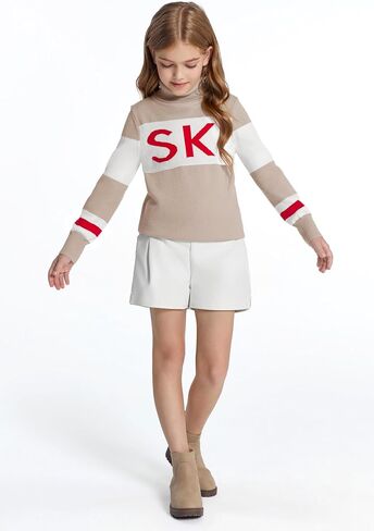 Haloumoning Girls Winter Sweater Kids Color Block Ski Pullover Jumper Tops 5-14 Years in Saudi Arabia