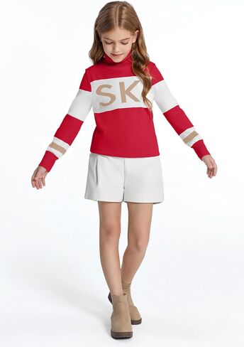 Haloumoning Girls Winter Sweater Kids Color Block Ski Pullover Jumper Tops 5-14 Years in Saudi Arabia