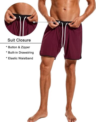 SILKWORLD 2 in 1 Mens Board Shorts Quick Dry Swimming Shorts Suits with Compression Liner in Saudi Arabia