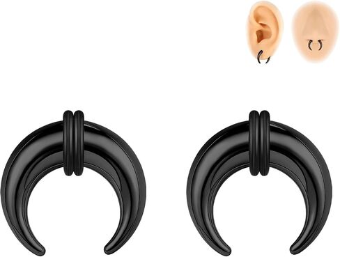 00G-16G الحاجز الحاجز التناقص التدريجي حلقات الحاجز الفولاذ المقاوم للصدأ Pincher الحاجز الثقب C شكل الجاموس نقالة المتوسع الأذن تفتق مجموعة لتمتد مثقوب، الذهب/أسود/الشظية in Kuwait