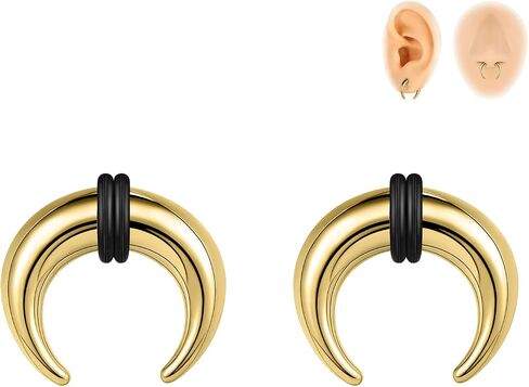 00G-16G الحاجز الحاجز التناقص التدريجي حلقات الحاجز الفولاذ المقاوم للصدأ Pincher الحاجز الثقب C شكل الجاموس نقالة المتوسع الأذن تفتق مجموعة لتمتد مثقوب، الذهب/أسود/الشظية in Kuwait