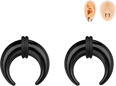 00G-16G الحاجز الحاجز التناقص التدريجي حلقات الحاجز الفولاذ المقاوم للصدأ Pincher الحاجز الثقب C شكل الجاموس نقالة المتوسع الأذن تفتق مجموعة لتمتد مثقوب، الذهب/أسود/الشظية in Kuwait