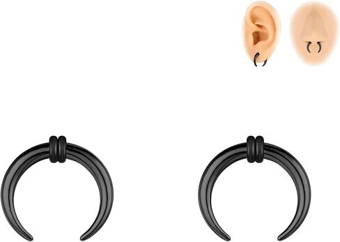00G-16G الحاجز الحاجز التناقص التدريجي حلقات الحاجز الفولاذ المقاوم للصدأ Pincher الحاجز الثقب C شكل الجاموس نقالة المتوسع الأذن تفتق مجموعة لتمتد مثقوب، الذهب/أسود/الشظية in Kuwait