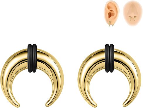 00G-16G الحاجز الحاجز التناقص التدريجي حلقات الحاجز الفولاذ المقاوم للصدأ Pincher الحاجز الثقب C شكل الجاموس نقالة المتوسع الأذن تفتق مجموعة لتمتد مثقوب، الذهب/أسود/الشظية in Kuwait