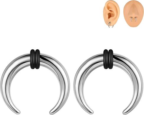 00G-16G الحاجز الحاجز التناقص التدريجي حلقات الحاجز الفولاذ المقاوم للصدأ Pincher الحاجز الثقب C شكل الجاموس نقالة المتوسع الأذن تفتق مجموعة لتمتد مثقوب، الذهب/أسود/الشظية in Kuwait