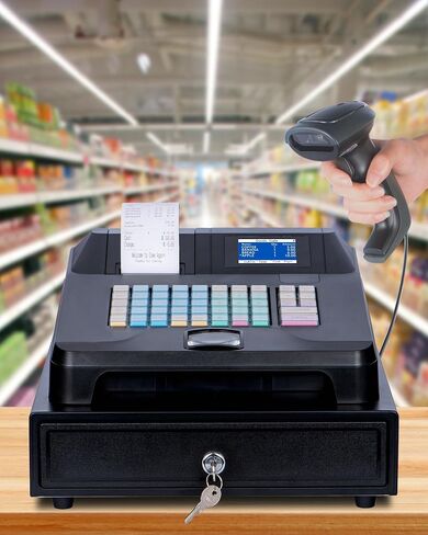𝐍𝐞𝐰𝐞𝐬𝐭 Cash Register for Small Businesses with Scanner/Cash Drawer/Auto Receipt Printer, Electronic Cash Registers with Dual Display for Cashier and Customer, Oil-proof for Store/Shop/Restaurant in Kuwait
