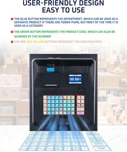 𝐍𝐞𝐰𝐞𝐬𝐭 Cash Register for Small Businesses with Scanner/Cash Drawer/Auto Receipt Printer, Electronic Cash Registers with Dual Display for Cashier and Customer, Oil-proof for Store/Shop/Restaurant in Kuwait