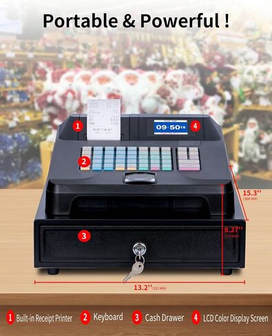 𝐍𝐞𝐰𝐞𝐬𝐭 Cash Register for Small Businesses with Scanner/Cash Drawer/Auto Receipt Printer, Electronic Cash Registers with Dual Display for Cashier and Customer, Oil-proof for Store/Shop/Restaurant in Kuwait