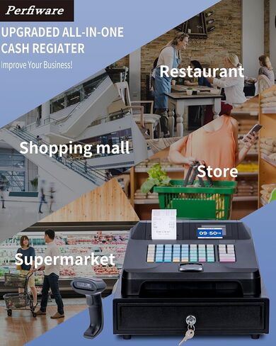 𝐍𝐞𝐰𝐞𝐬𝐭 Cash Register for Small Businesses with Scanner/Cash Drawer/Auto Receipt Printer, Electronic Cash Registers with Dual Display for Cashier and Customer, Oil-proof for Store/Shop/Restaurant in Kuwait