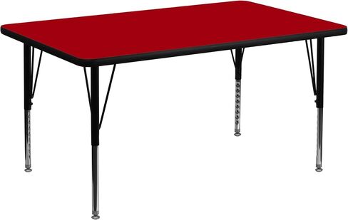 Flash Furniture 36''W x 72''L Rectangular Yellow Thermal Laminate Activity Table - Height Adjustable Short Legs in Saudi Arabia