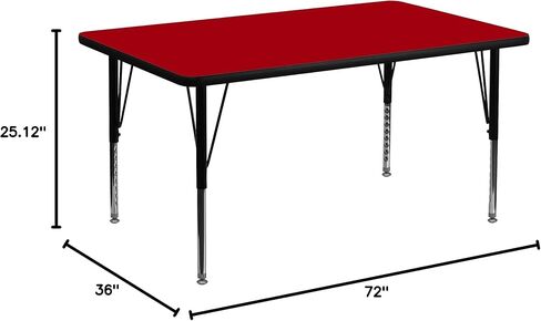 Flash Furniture 36''W x 72''L Rectangular Yellow Thermal Laminate Activity Table - Height Adjustable Short Legs in Saudi Arabia