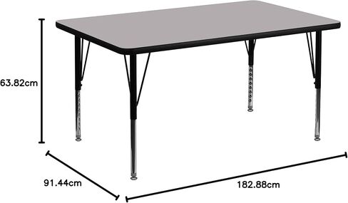 Flash Furniture 36''W x 72''L Rectangular Yellow Thermal Laminate Activity Table - Height Adjustable Short Legs in Saudi Arabia