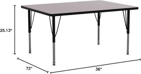Flash Furniture 36''W x 72''L Rectangular Yellow Thermal Laminate Activity Table - Height Adjustable Short Legs in Saudi Arabia