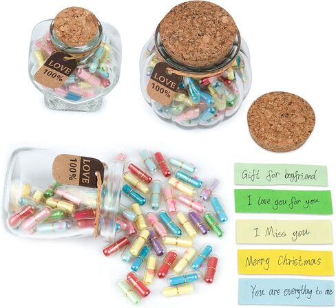 Capsule Letters Message in a Bottle Glass，Capsule Message Pills/Love Letter/Cute Gifts Ideas for Boyfriend/Girlfriend. (Transparent 120PCS) in Saudi Arabia