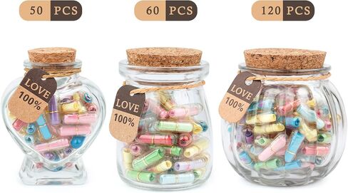 Capsule Letters Message in a Bottle Glass，Capsule Message Pills/Love Letter/Cute Gifts Ideas for Boyfriend/Girlfriend. (Transparent 120PCS) in Saudi Arabia