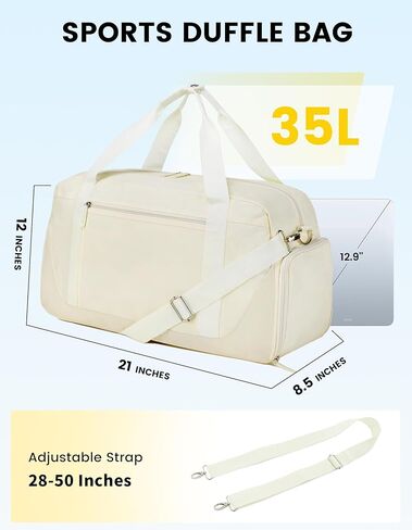 حقيبة رياضية Vorspack للنساء - حقيبة دفل سعة 35 لتر للسفر مع جيب رطب وحقيبة خفيفة الوزن مع حجرة للأحذية وحقيبة عطلة نهاية الأسبوع لرحلة رياضية في صالة الألعاب الرياضية - أسود in Kuwait