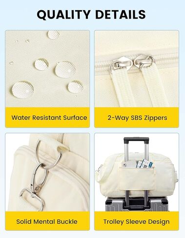 حقيبة رياضية Vorspack للنساء - حقيبة دفل سعة 35 لتر للسفر مع جيب رطب وحقيبة خفيفة الوزن مع حجرة للأحذية وحقيبة عطلة نهاية الأسبوع لرحلة رياضية في صالة الألعاب الرياضية - أسود in Kuwait