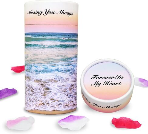 Set of 2 40 lbs Small ECO Scattering Tube Urn for Human Ashes, Biodegradable Decorative Spreading Cremation Urn for Adult Male Female Pet Dog Cat Ashes, Including ECO Artificial Flowers(Beach Sunset) in Saudi Arabia