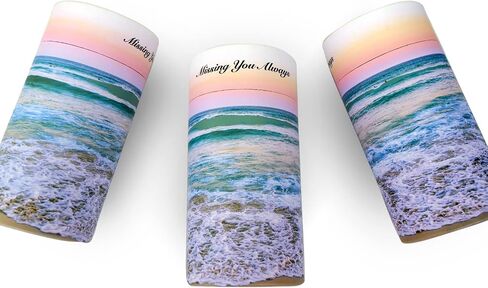 Set of 2 40 lbs Small ECO Scattering Tube Urn for Human Ashes, Biodegradable Decorative Spreading Cremation Urn for Adult Male Female Pet Dog Cat Ashes, Including ECO Artificial Flowers(Beach Sunset) in Saudi Arabia