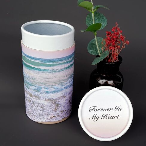 Set of 2 40 lbs Small ECO Scattering Tube Urn for Human Ashes, Biodegradable Decorative Spreading Cremation Urn for Adult Male Female Pet Dog Cat Ashes, Including ECO Artificial Flowers(Beach Sunset) in Saudi Arabia