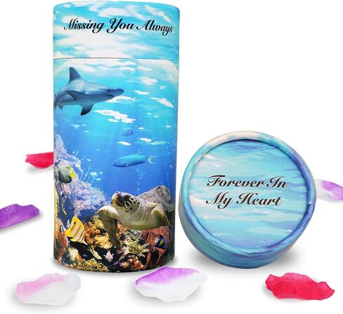 Set of 2 40 lbs Small ECO Scattering Tube Urn for Human Ashes, Biodegradable Decorative Spreading Cremation Urn for Adult Male Female Pet Dog Cat Ashes, Including ECO Artificial Flowers(Beach Sunset) in Saudi Arabia