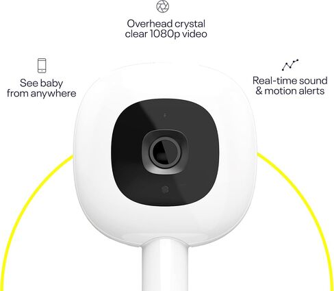 Nanit Pro Smart Baby Monitor & Flex Stand - كاميرا فيديو Wi-Fi آمنة بدقة 1080 بكسل، متتبع حركة النوم والتنفس بدون مستشعر، صوت ثنائي الاتجاه، تنبيهات الصوت والحركة، رؤية ليلية، وشريط التنفس - أبيض in Kuwait