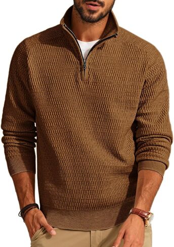 PJ PAUL JONES Men's Quarter Zip Sweater Casual Pullover Sweater Mock Neck Polo Sweaters in Saudi Arabia