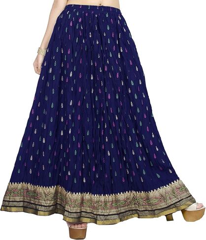 تنورة طويلة واسعة من Chandrakala للنساء، تنورة طويلة كاجوال لحفلات الشاطئ والعطلات (S115-P) in Saudi Arabia