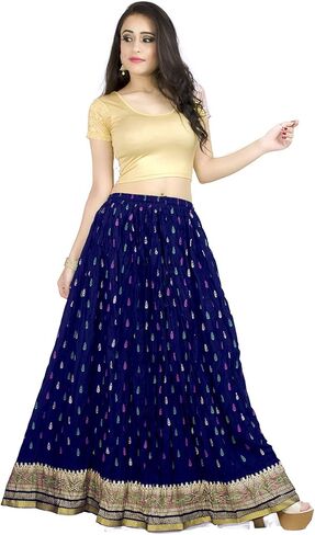 تنورة طويلة واسعة من Chandrakala للنساء، تنورة طويلة كاجوال لحفلات الشاطئ والعطلات (S115-P) in Saudi Arabia
