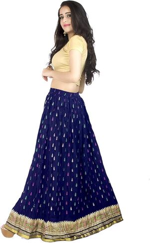 تنورة طويلة واسعة من Chandrakala للنساء، تنورة طويلة كاجوال لحفلات الشاطئ والعطلات (S115-P) in Saudi Arabia