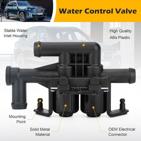 64219310349 Heater Control Valve - Water Control Valve for BMW F01 F02 F10 F11 F12 520i 523i 528i 535i 550i 640i 650i 740i 740Li 750i 750Li 760Li Alpina B6 B7 M5 M6 Replaces# 64114271156, 64119119164 in Saudi Arabia