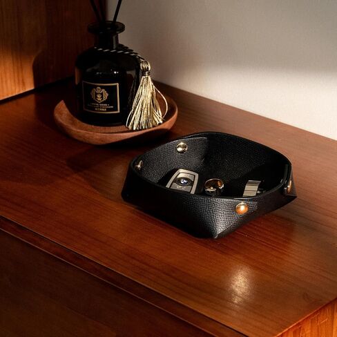 Aesthetic Key Tray Catchall Valet Tray Entryway Desktop Organizer Travel Dish Bedside Vanity Tray for Jewelry,Decorative Tray,Nightstand Caddy Holder for Wallet,Keys,Watches,Coins,Black in Saudi Arabia