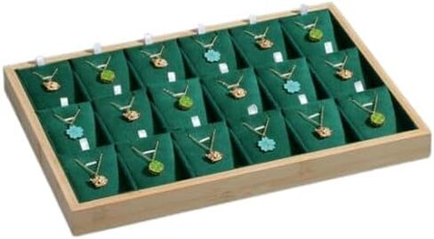 Jewelry Tray 18Grids Pendants Organizer Necklaces Displaycase Green Jewelrystorage Holder in Saudi Arabia