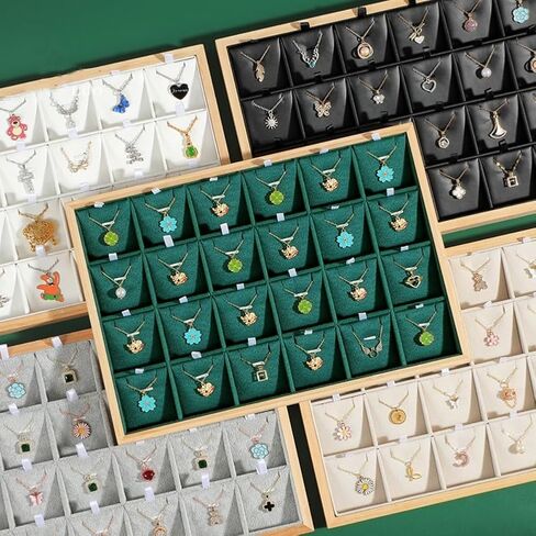 Jewelry Tray 18Grids Pendants Organizer Necklaces Displaycase Green Jewelrystorage Holder in Saudi Arabia
