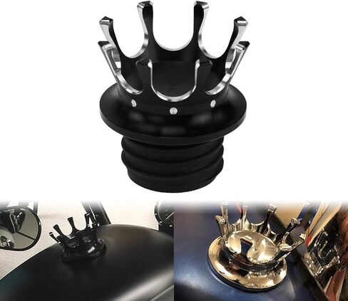 غطاء خزان وقود HDBUBALUS للدراجات النارية مزود بفتحات تهوية King Crown مع خيوط لليد اليمنى مناسب لدراجة Harley Sportster Dyna Touring Road King Softail Trike FLRT باللون الأسود in Saudi Arabia