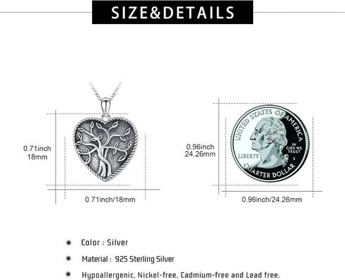 Tree of Life Heart Locket Necklace 925 Sterling Silver Picture Locket Necklace Women's Lockets Memorial Necklace Tree of Life Pendant Jewelry as a Love Gift for Women Wife Girlfriend, White in Saudi Arabia