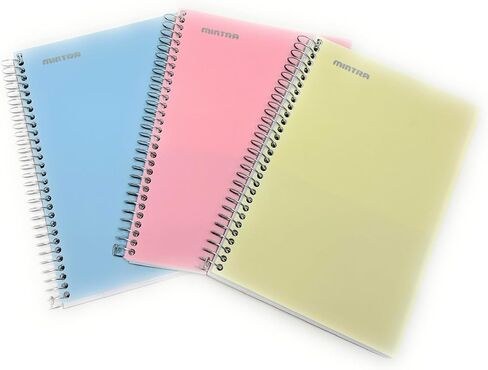 Mintra Office Durable Spiral Notebook - 2 Subject (Junior Size 3pk (6.5in x 9.5in), Arctic Ice, Sun Yellow, Spring Pink) in Saudi Arabia