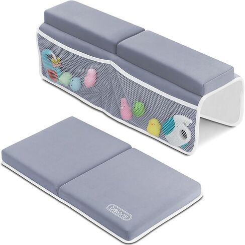 beiens Baby Bath Kneeler and Elbow Rest Pad Set, 1.5-Inch Thick Memory Foam | Quick-dry Non-slip Bathtub Kneeling Pad with 6 Suction Cups and 4 Toy Organizer Pockets for Bathing Babies and Toddlers in Saudi Arabia