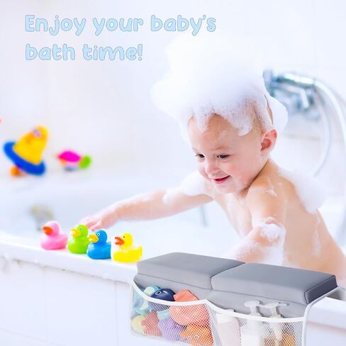 beiens Baby Bath Kneeler and Elbow Rest Pad Set, 1.5-Inch Thick Memory Foam | Quick-dry Non-slip Bathtub Kneeling Pad with 6 Suction Cups and 4 Toy Organizer Pockets for Bathing Babies and Toddlers in Saudi Arabia