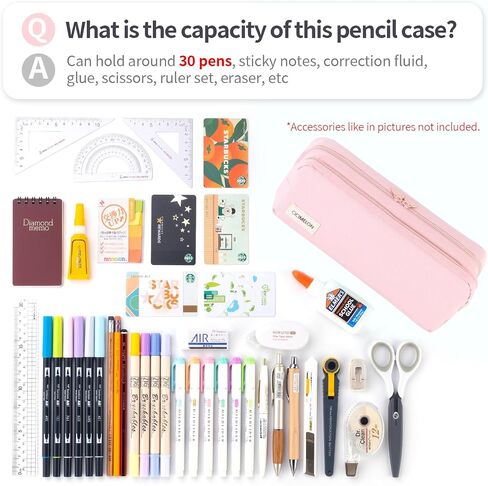 CICIMELON Large Capacity Pencil Case Pouch with Zipper Spacious Opening Pen Bag School Office Storage for Students Girls Boys Adults, Pink in Saudi Arabia